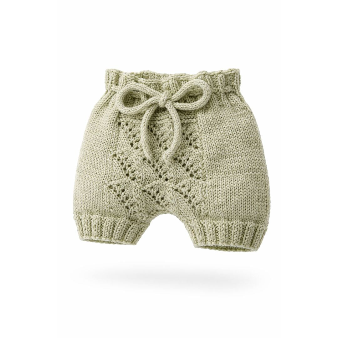Baby Strickshorts mit Ajourmuster aus Bio-Merinowolle