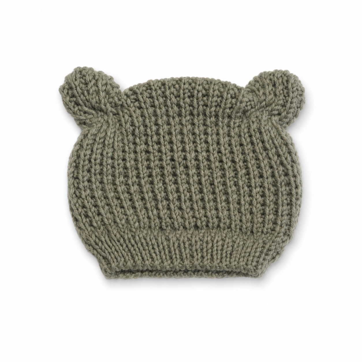 Teddymütze mit Bärenohren, handgestrickt aus Bio-Merinowolle
