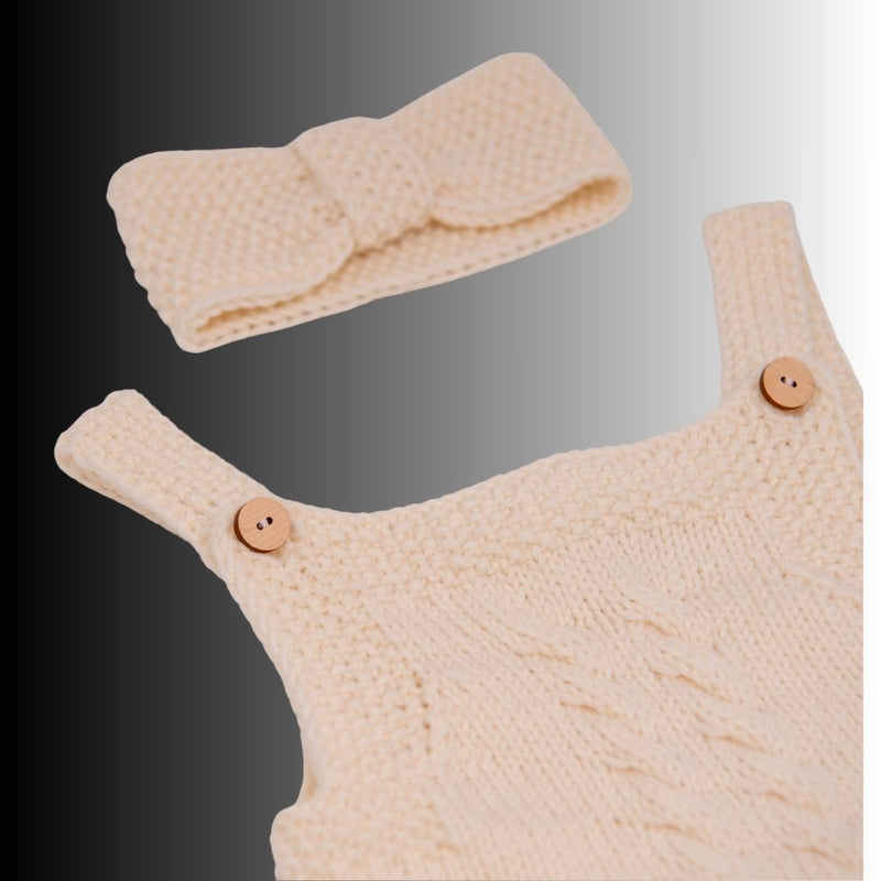 Strickkleid mit Zopfmuster im Set mit Stirnband – aus 100 % Bio-Merinowolle