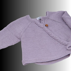 Wickelpullover Baby aus Bio-Merinowolle | Handgestrickt