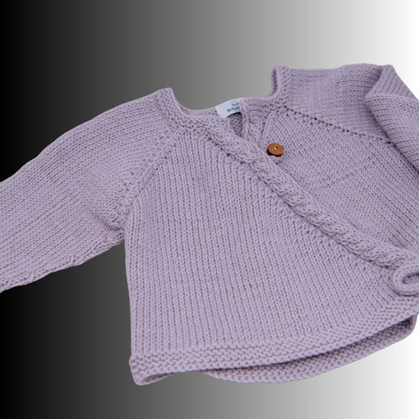 Wickelpullover Baby aus Bio-Merinowolle | Handgestrickt