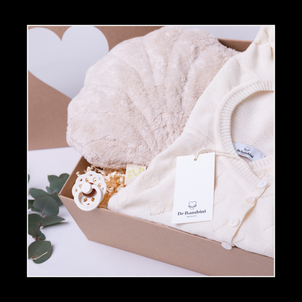 Kuschel-Muschel Geschenkbox – nachhaltige Baby Geschenkbox aus Bio-Merinowolle
