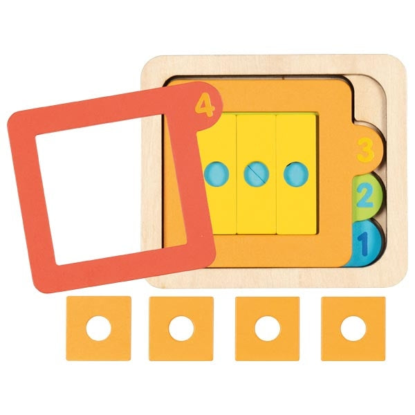 Schichtenpuzzle Zahlen und geometrische Formen
